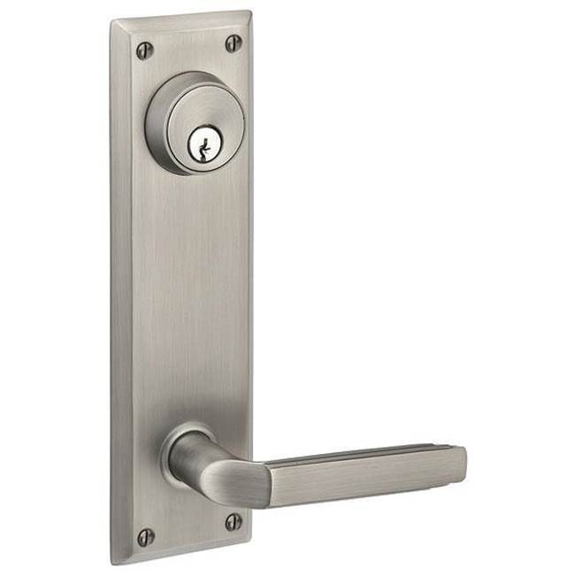 Emtek 8985SPN Dummy Pair Keyed , Sideplate Locksets Quincy 5-1/2" Center to Center Keyed , Spencer Lever - Parent