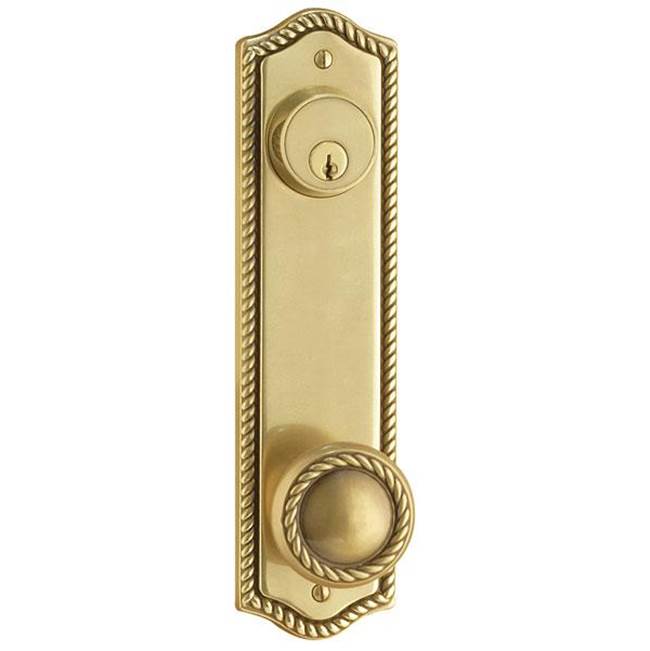 Emtek 7991FRK Passage Double Keyed , Sideplate Locksets Rope 5-1/2" Center to Center Keyed , Freestone Square Knob - Parent