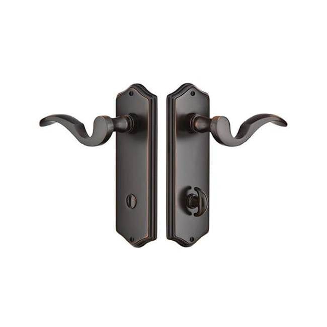 Emtek 8022FRL Privacy , Sideplate Locksets Colonial Non-Keyed Thumbturn 3-3/8" C-C , Freestone Lever - Parent