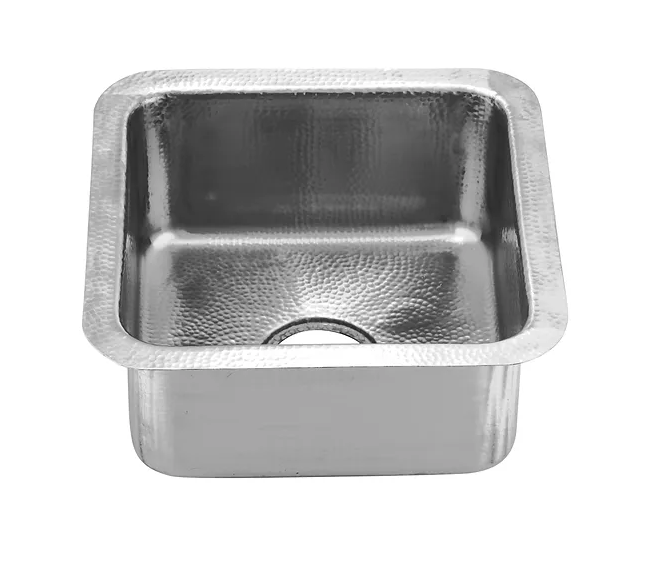 Nantucket Sinks SQRS-7MF 16.5 inch square hammered satin matte finish stainless bar sink