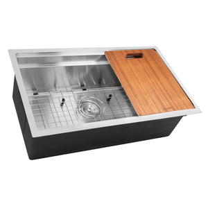 Nantucket Sinks SR-PS-3018-16 Pro Series Prep-Station Single Bowl Undermount Kitchen Sink with Included Accessories