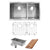 Nantucket Sinks SR-PS-3219-OS-16 Offset Double Bowl Prep Station Small Radius Undermount Stainless Sink with Accessories