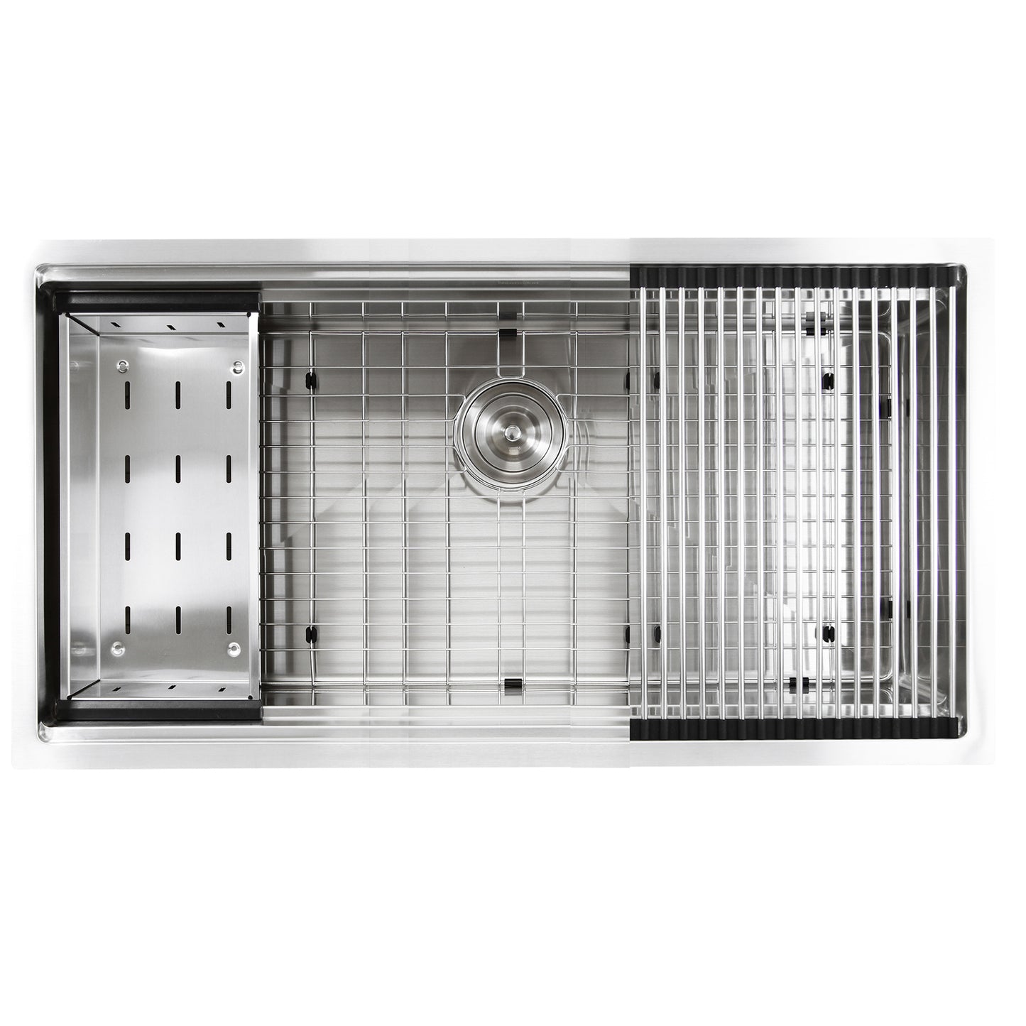 Nantucket Sinks SR-PS-3620-16 Pro Series Large Prep Station Single Bowl Undermount Kitchen Sink with Compatible Accessories