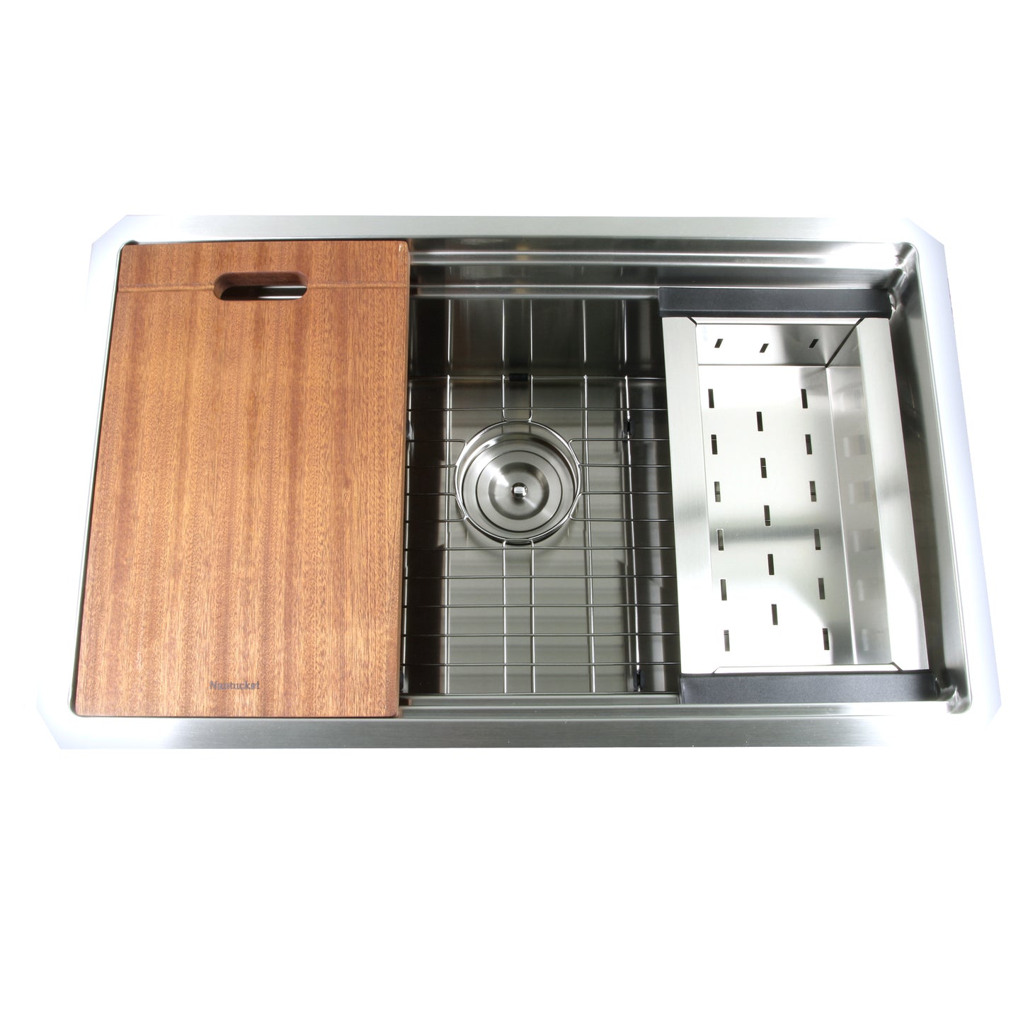 Nantucket Sinks SR-PS2-2818-16 Pro Series Prep-Station Single Bowl Undermount Kitchen Sink with Included Accessories