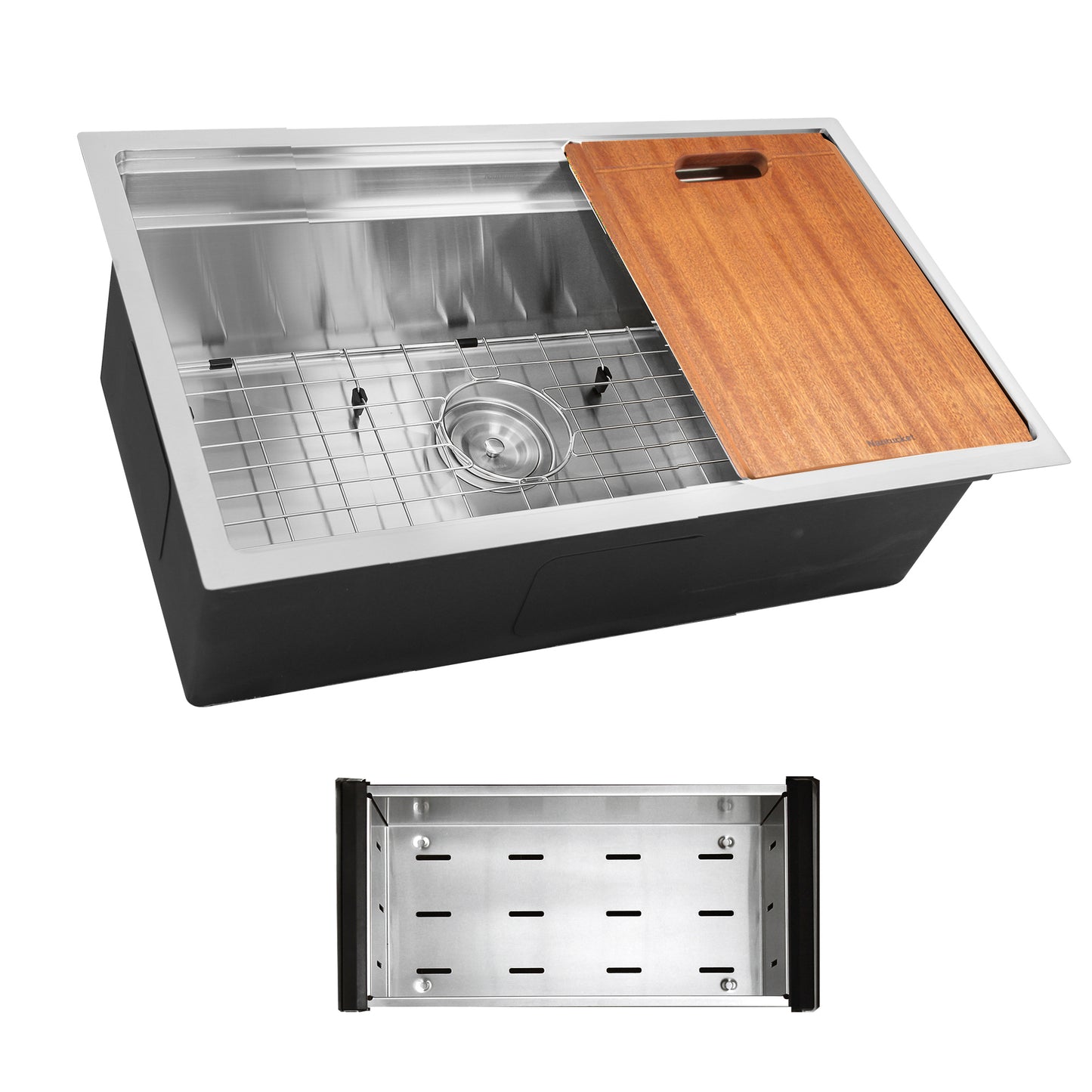 Nantucket Sinks SR-PS2-2818-16 Pro Series Prep-Station Single Bowl Undermount Kitchen Sink with Included Accessories
