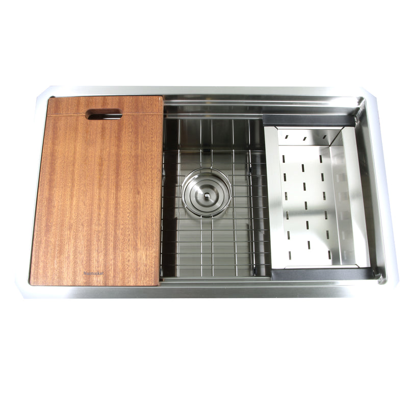 Nantucket Sinks SR-PS2-2818-16 Pro Series Prep-Station Single Bowl Undermount Kitchen Sink with Included Accessories