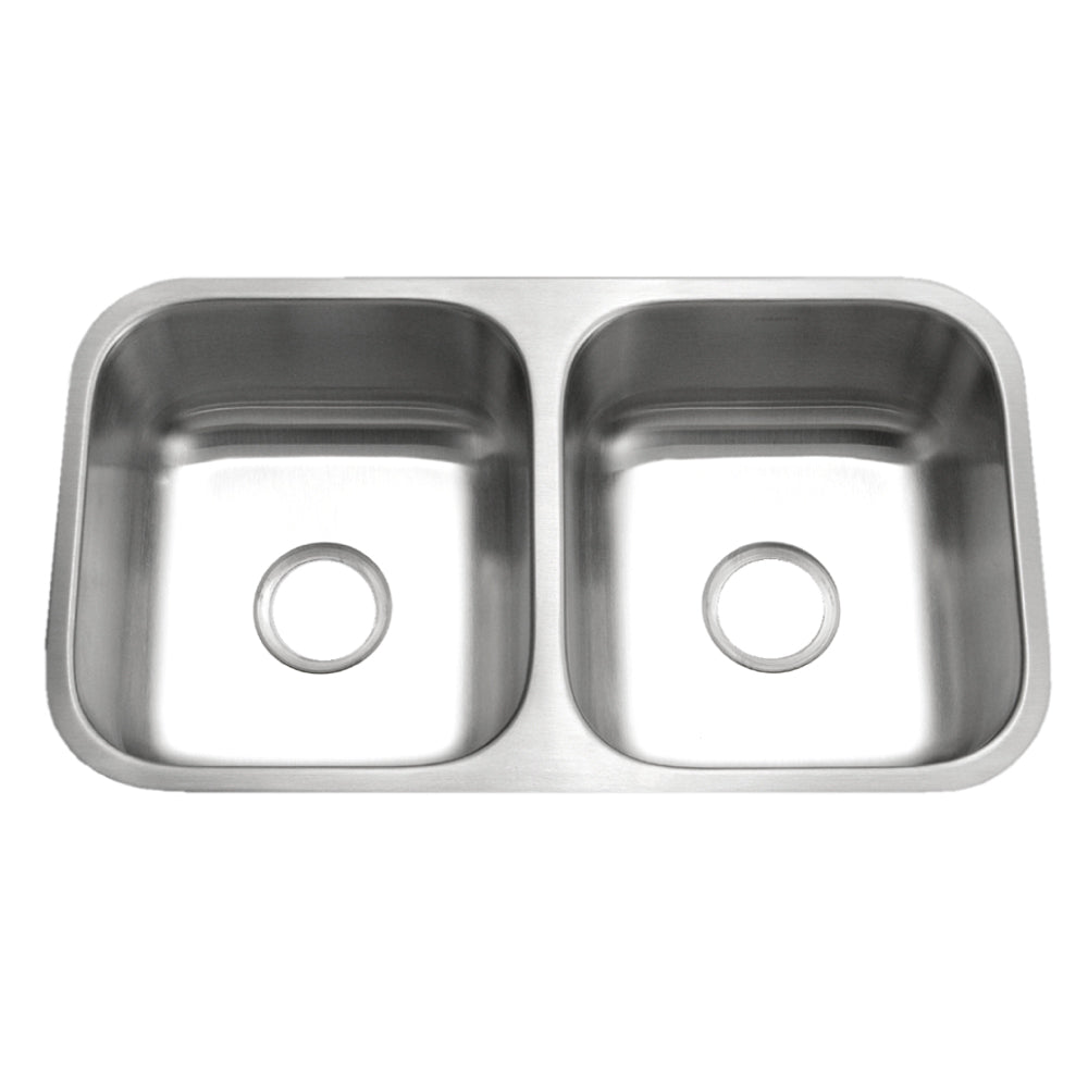 Houzer STD-2100-5 Eston 31 Inch Stainless Steel Undermount 50/50 Double Bowl Kitchen Sink