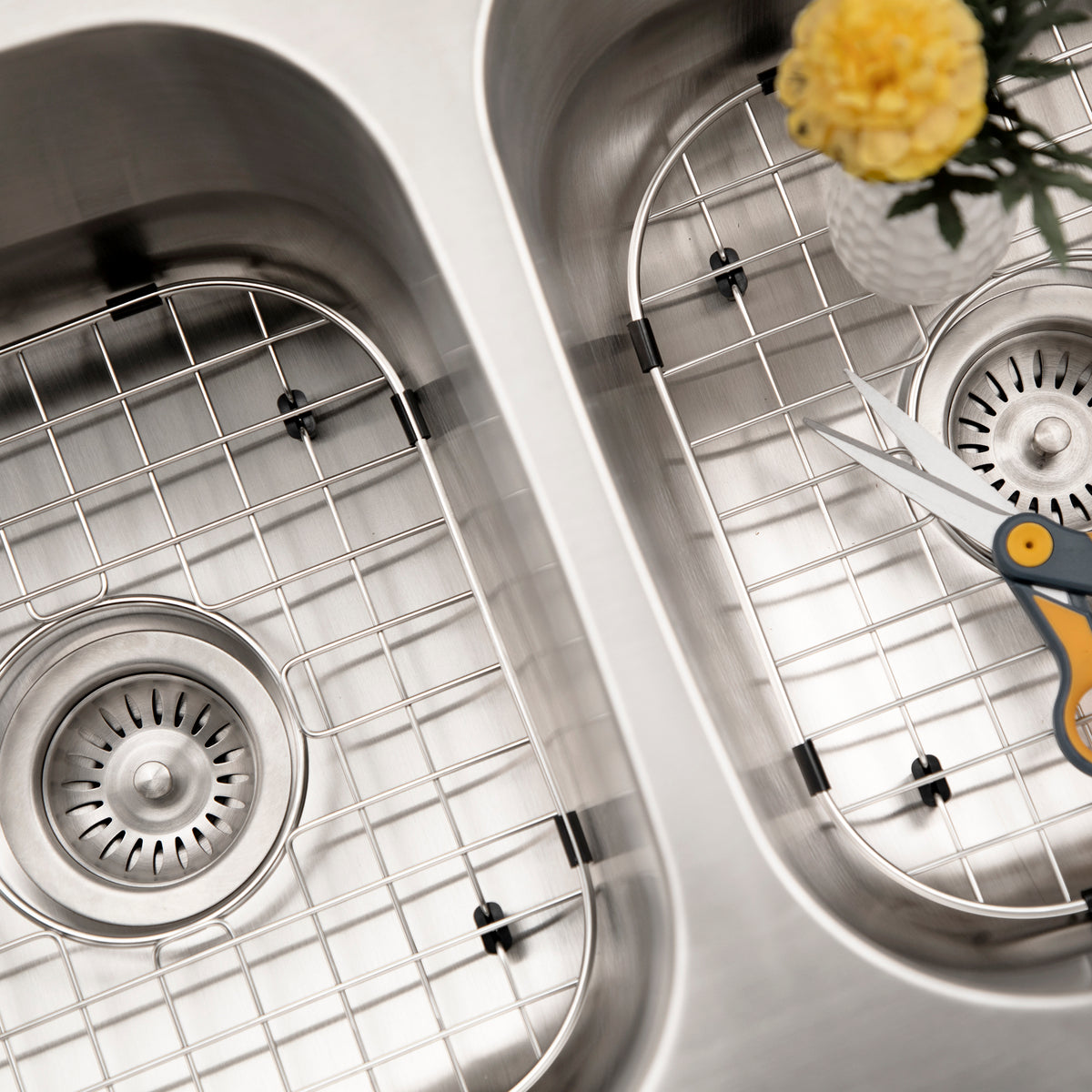 Houzer STD-2100-C Eston 31 Inch Stainless Steel Undermount 50/50 Double Bowl Kitchen Sink