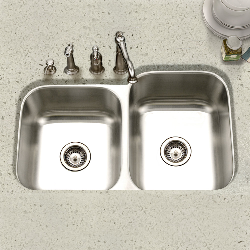 Houzer STE-2300SL-1 Eston 31 Inch Stainless Steel Undermount 60/40 Double Small Left Bowl Offset Kitchen Sink