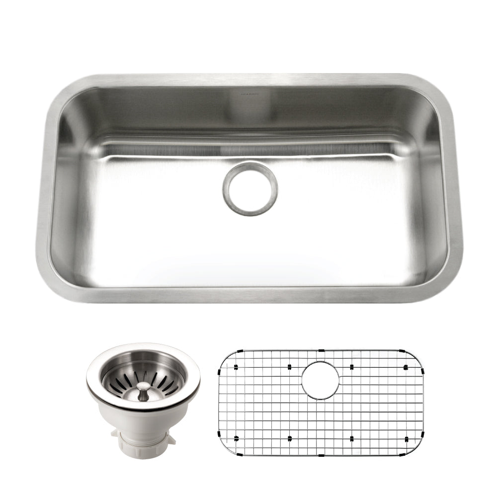 Houzer STL-3600-C Eston 32 Inch Stainless Steel Undermount Single Bowl Kitchen Sink