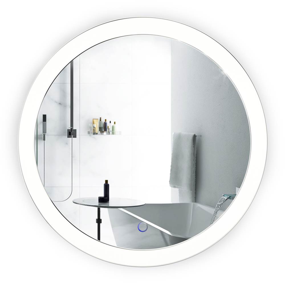 Krugg SOL22 Sol Round 22 x 22 LED Bathroom Mirror With Dimmer and Defogger Round Back-lit Vanity Mirror