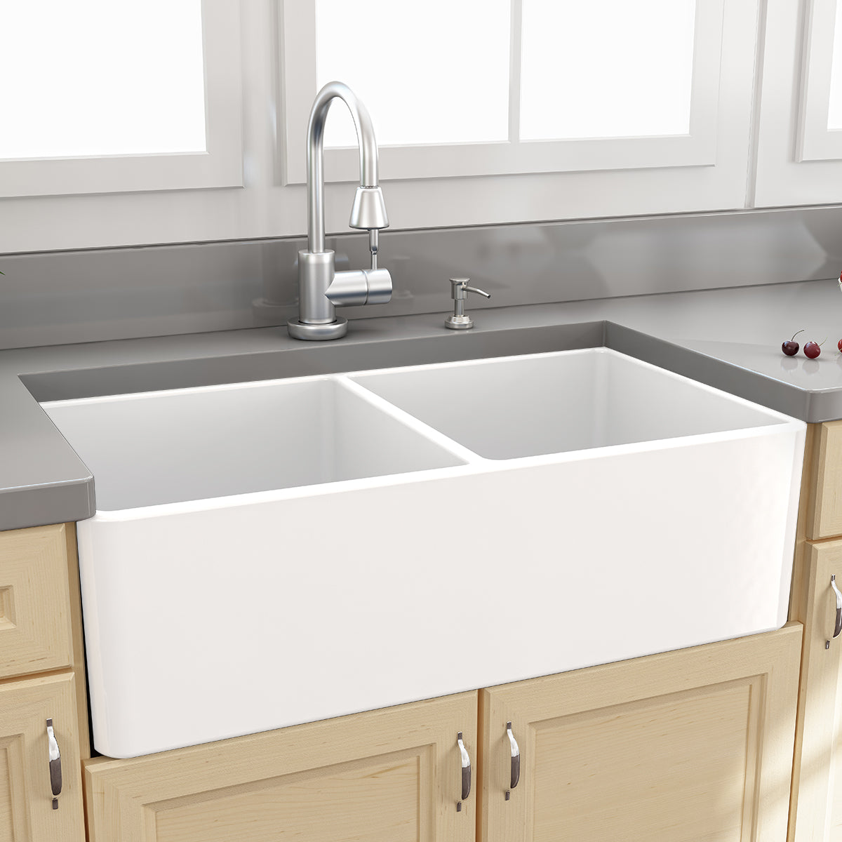 Nantucket Sinks 33" Double Bowl Fireclay Farmhouse Kitchen Sink - Parent