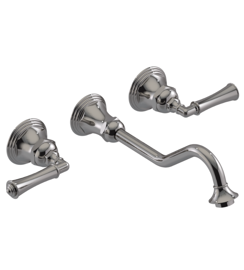Rubinet T1GRV2L 2 Wall Mount Lav Set With Extended Spout 10 1/2 (Less Drain) Trim Only