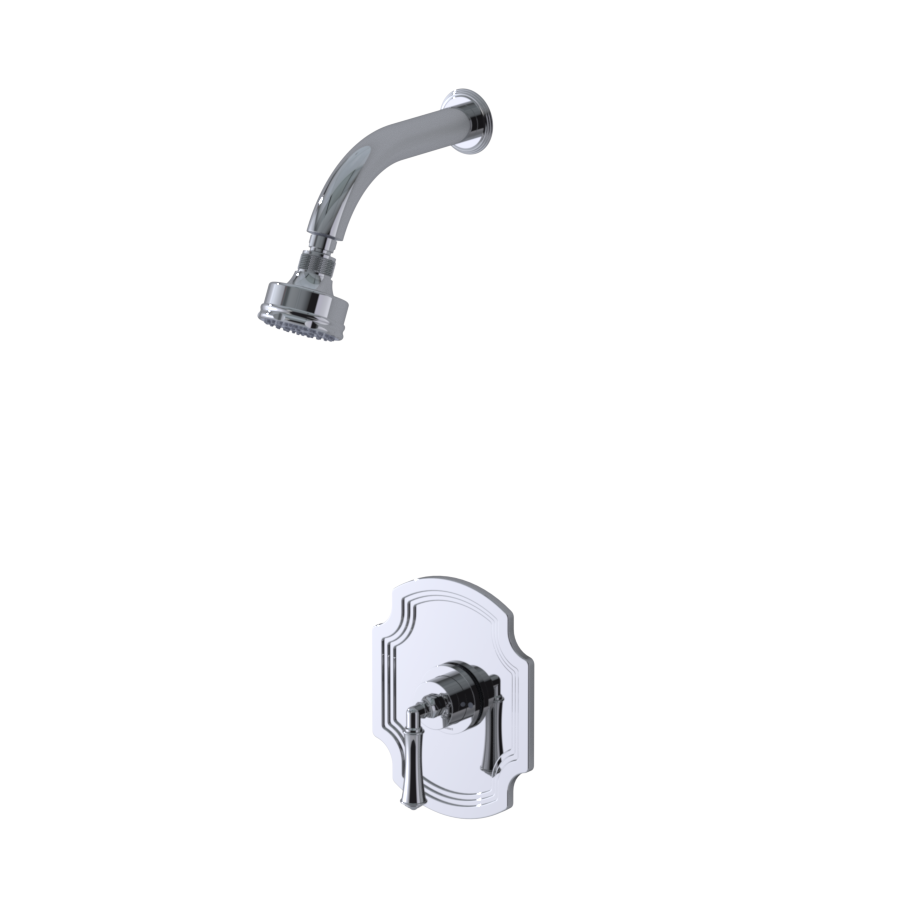 Rubinet T201RVC Pressure Balance Shower With Fixed Shower Head Arm 3 Function Wall Mount, Trim Only