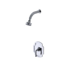 Rubinet T201RVL Pressure Balance Shower With Fixed Shower Head Arm 3 Function Wall Mount, Trim Only