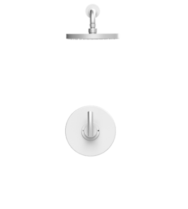 Rubinet T202HOR Pressure Balance Shower With Fixed Shower Head Arm 8 Wall Mount, Trim Only
