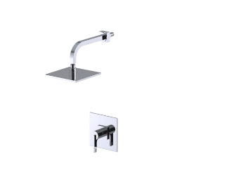 Rubinet T202RTL Pressure Balance Shower with 8 Wall Mount Shower Head Arm (Trim Only) - Parent