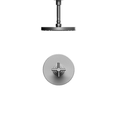 Rubinet T203GNC Pressure Balance Shower With Fixed Shower Head Arm 8 Ceiling Mount Trim Only