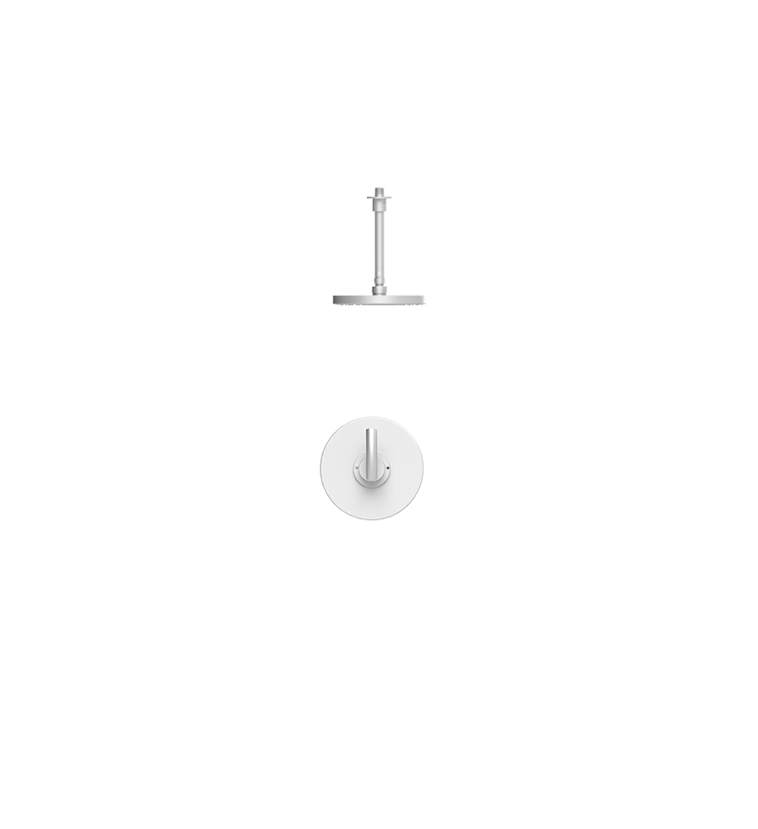 Rubinet T203HOR Pressure Balance Shower With Fixed Shower Head Arm 8 Ceiling Mount, Trim Only