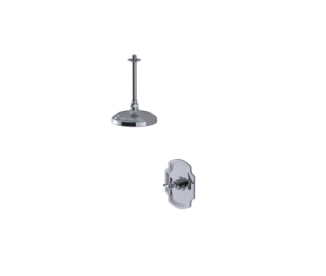 Rubinet T203RVL Pressure Balance Shower With Fixed Shower Head Arm 8 Ceiling Mount, Trim Only