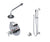 Rubinet T20GNC Temperature Control Shower With Two Way Diverter ShutOff, With Hand Held Shower, Bar, IntegraSupply Lasalle Shower Head Arm, 5 Wall Mount T