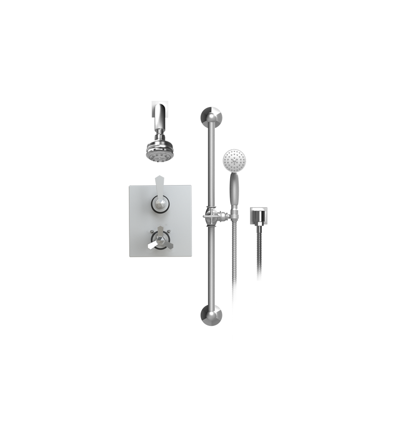 Rubinet T20HXL Temperature Control Shower With Two Way Diverter ShutOff, Hand Held Shower, Bar, IntegraSupply, Shower Head Arm, 3 Function Wall Mount Trim O