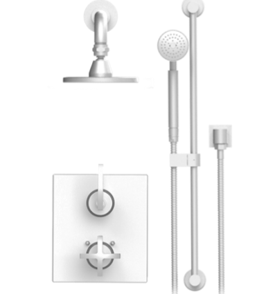 Rubinet T20LAL Temperature Control Shower With Two Way Diverter ShutOff, Hand Held Shower, Bar, IntegraSupply Fixed Shower Head Arm, 5 Wall Mount Trim O - Parent