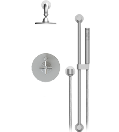 Rubinet T211GNC Pressure Balance Shower With Fixed Shower Head Arm, Hand Held Shower, Bar IntegraSupply 5 Wall Mount Trim Only