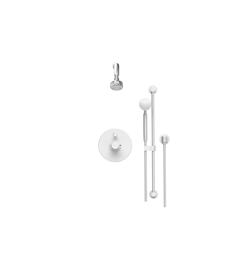 Rubinet T211HXC Pressure Balance Shower With Fixed Shower Head Arm, Hand Held Shower, Bar IntegraSupply 3 Function Wall Mount Trim Only