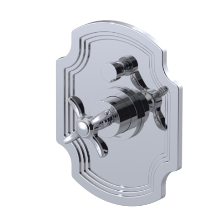 Rubinet T211RVC Pressure Balance Shower With Fixed Shower Head Arm, Hand Held Shower, Bar IntegraSupply 3 Function Wall Mount, Trim Only