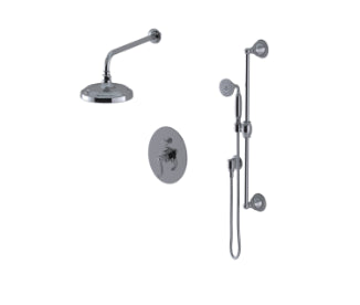 Rubinet T212ETL Pressure Balance Shower With Aquatron Shower Head Arm, Hand Held Shower, Bar IntegraSupply 8 Wall Mount Trim Only