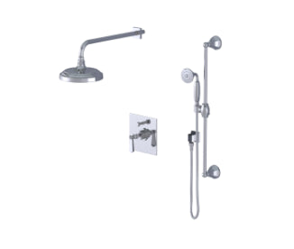 Rubinet T212HXL Pressure Balance Shower with Fixed 8 Wall Mount Shower Head Arm, Hand Held Shower, Adjustable Slide Bar Integral Supply (Trim Only) - Parent