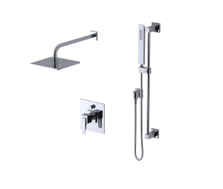Rubinet T212RSL Pressure Balance Shower with Fixed Shower Head Arm, Hand Held Shower, Adjustable Slide Bar Integral Supply/ 8 Wall MountTrim Only