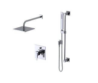 Rubinet T212RSQ Pressure Balance Shower With Fixed Shower Head Arm, Hand Held Shower, Bar IntegraSupply, 8 Wall Mount, Trim Only