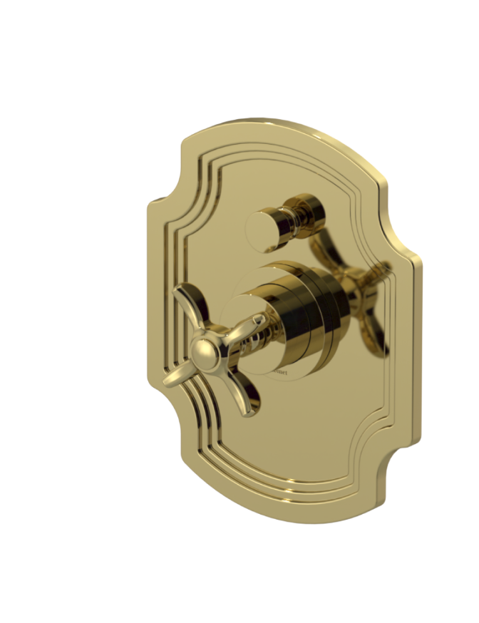 Rubinet T212RVC Pressure Balance Shower With Fixed Shower Head Arm, Hand Held Shower, Bar IntegraSupply 8 Wall Mount, Trim Only