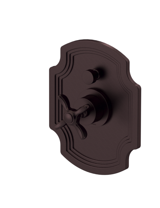 Rubinet T212RVC Pressure Balance Shower With Fixed Shower Head Arm, Hand Held Shower, Bar IntegraSupply 8 Wall Mount, Trim Only