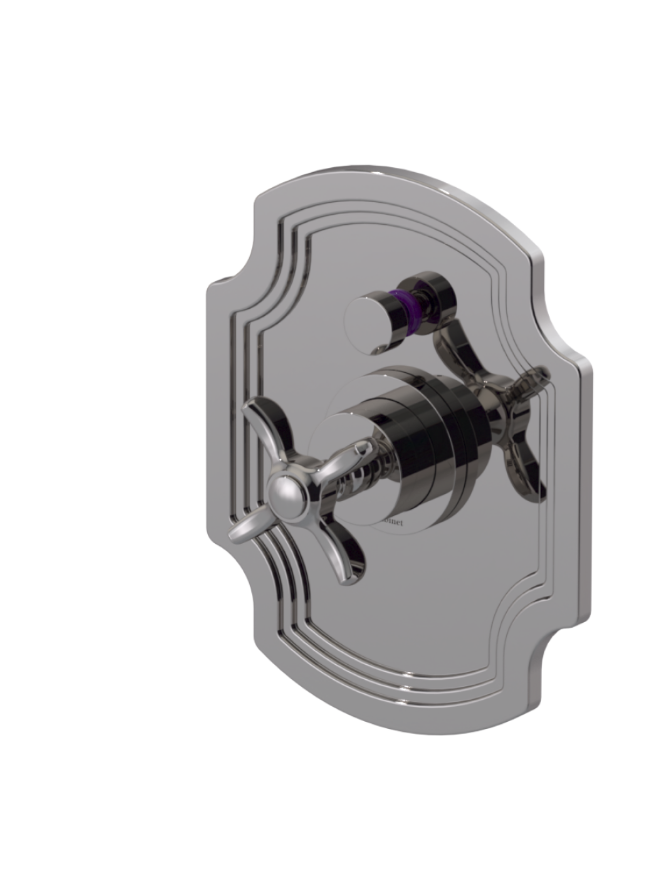 Rubinet T212RVC Pressure Balance Shower With Fixed Shower Head Arm, Hand Held Shower, Bar IntegraSupply 8 Wall Mount, Trim Only