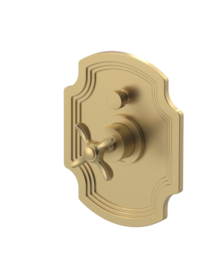 Rubinet T212RVC Pressure Balance Shower With Fixed Shower Head Arm, Hand Held Shower, Bar IntegraSupply 8 Wall Mount, Trim Only