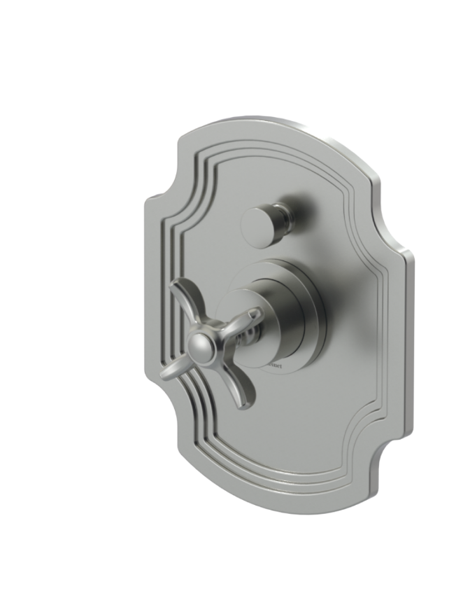 Rubinet T212RVC Pressure Balance Shower With Fixed Shower Head Arm, Hand Held Shower, Bar IntegraSupply 8 Wall Mount, Trim Only