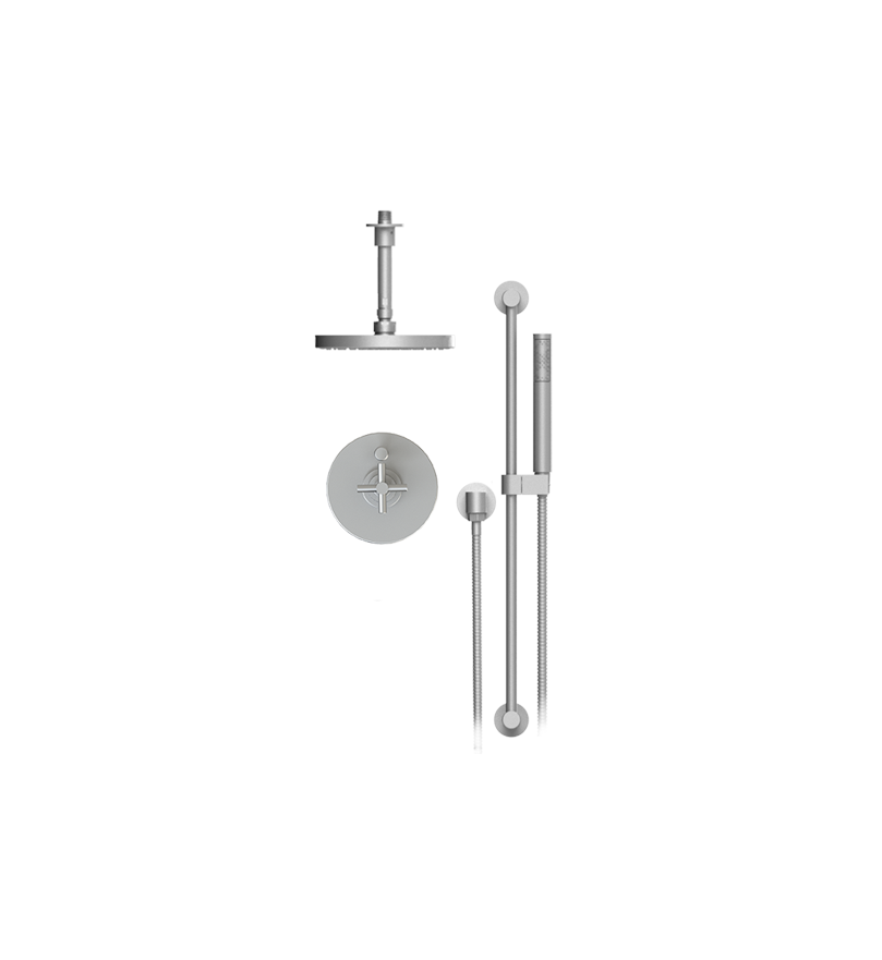 Rubinet T213GNL Pressure Balance Shower With Fixed Shower Head Arm, Hand Held Shower, Bar IntegraSupply 8 Ceiling Mount Trim Only