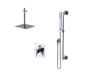Rubinet T213RSL SPressure Balance Shower With Fixed Shower Head Arm, Hand Held Shower, Bar IntegraSupply, 8 Ceiling Mount, Trim Only