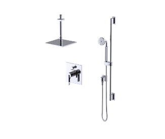 Rubinet T213RTL Pressure Balance Shower With Fixed Shower Head Arm Hand Held Shower, Bar IntegraSupply, 8 Ceiling Mount Trim Only