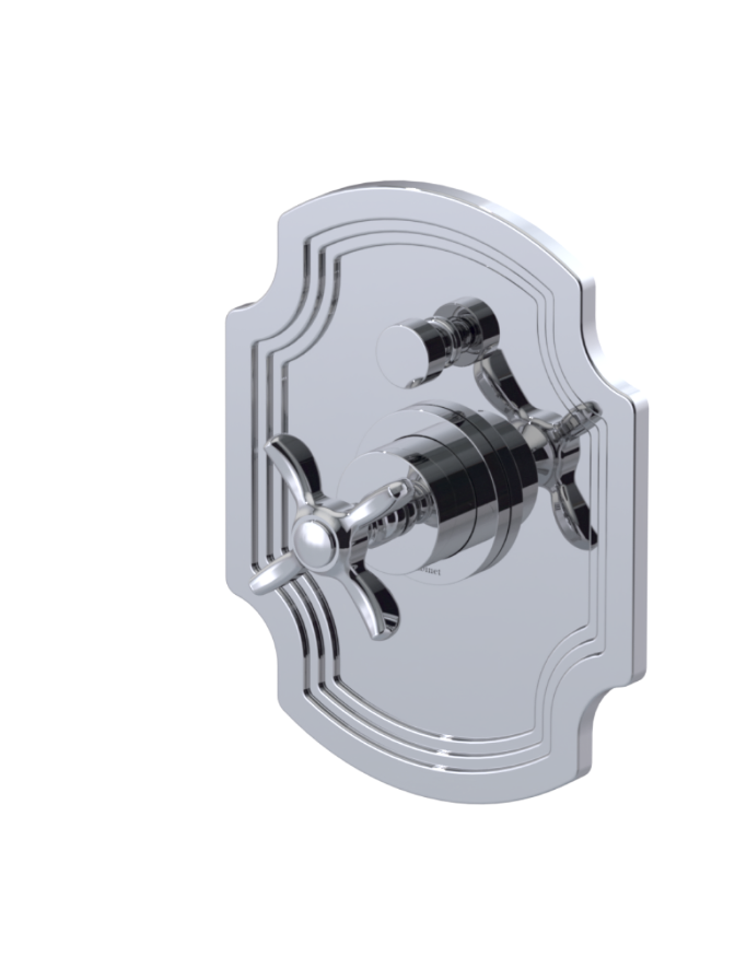 Rubinet T213RVC Pressure Balance Shower With Fixed Shower Head Arm, Hand Held Shower, Bar IntegraSupply 8 Ceiling Mount, Trim Only