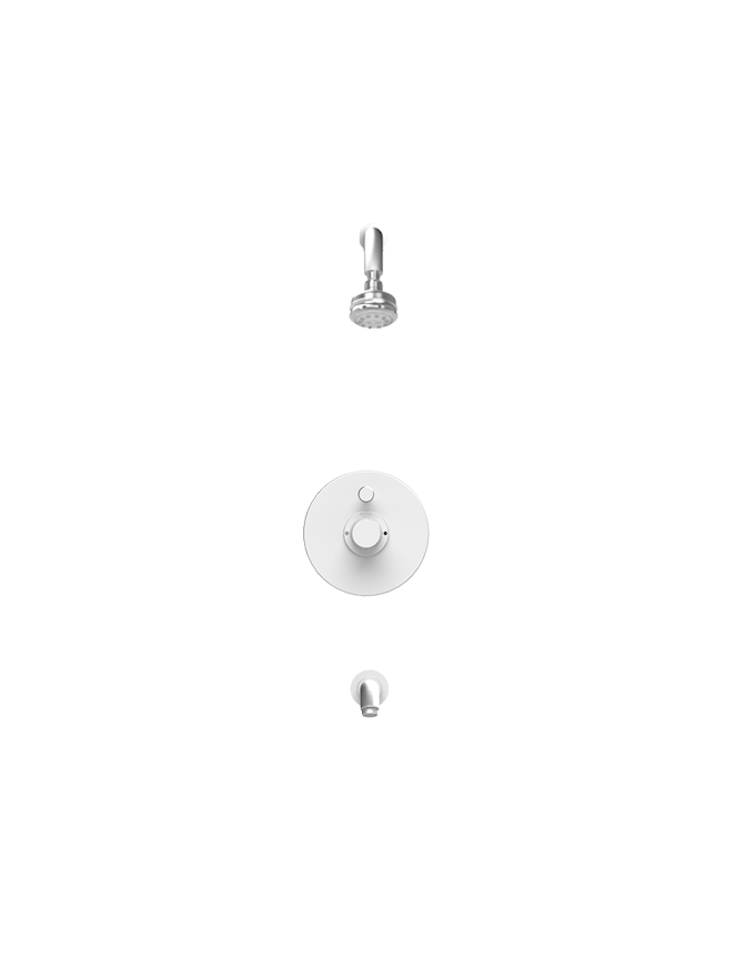 Rubinet T221HOL Pressure Balance Tub Shower, Lasalle Shower Head Arm With Tub Filler Spout, 3 Function Wall Mount, Trim Only
