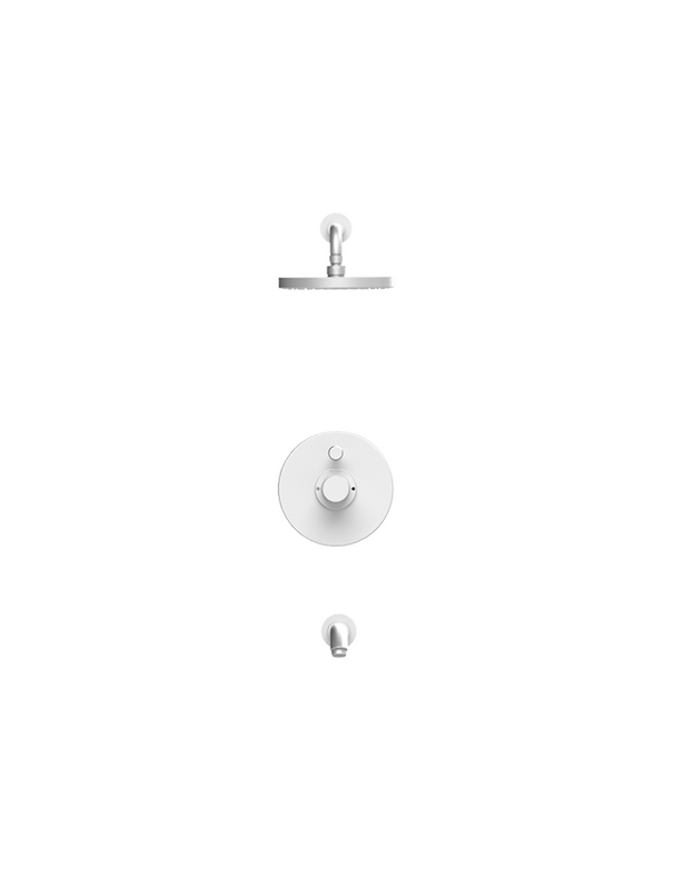 Rubinet T222HOL Pressure Balance Tub Shower with 8 Wall Mount Shower Head Arm, with Tub Filler Spout(Trim Only)