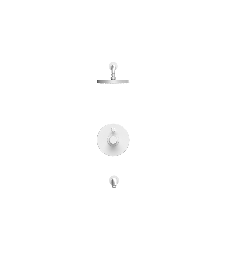 Rubinet T222HOL Pressure Balance Tub Shower with 8 Wall Mount Shower Head Arm, with Tub Filler Spout(Trim Only)