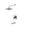 Rubinet T222RSQ Pressure Balance Tub Shower, Fixed Shower Head Arm, With Tub Filler Spout, 8 Wall Mount, Trim Only