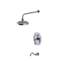 Rubinet T222RVC Pressure Balance Tub Shower, Fixed Shower Head Arm With Tub Filler Spout, 8 Wall Mount, Trim Only