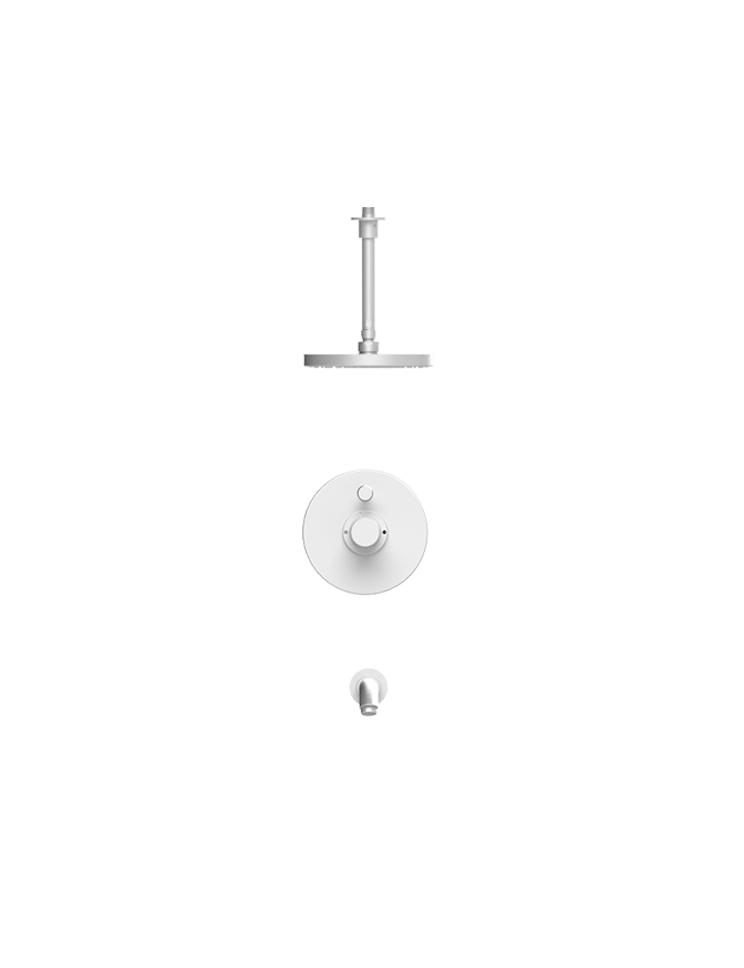 Rubinet T223HOL Pressure Balance Tub Shower, Lasalle Shower Head Arm With Tub Filler Spout, 8 Ceiling Mount, Trim Only - Parent