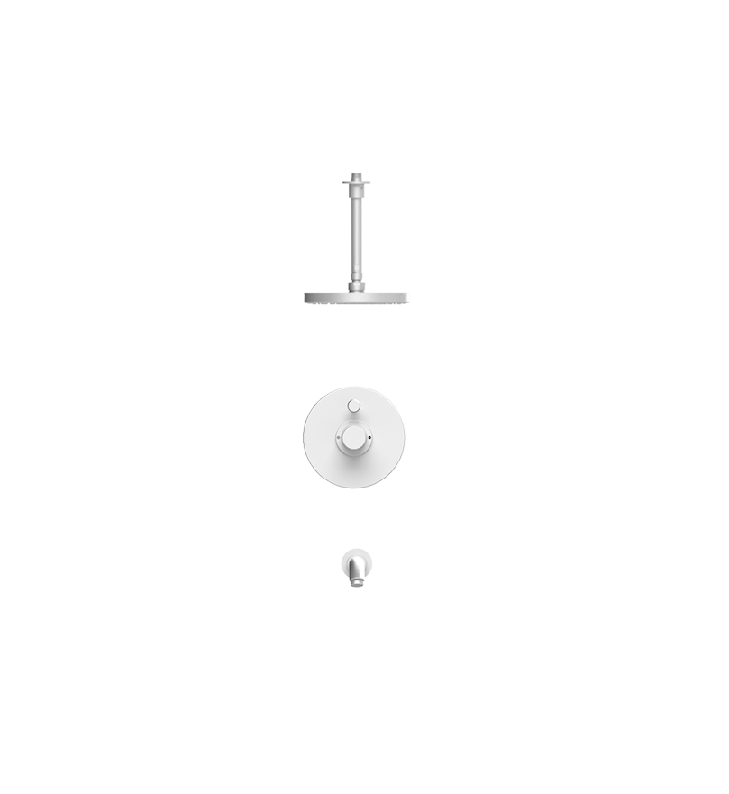 Rubinet T223HOR Pressure Balance Tub Shower, Lasalle Shower Head Arm With Tub Filler Spout, 8 Ceiling Mount, Trim Only